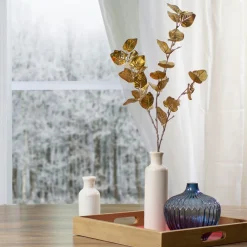 Eucalyptus Artificial Christmas Spray - 34" - Metallic Gold