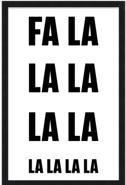 FA LA LA LA 17.5" x 23.5" Framed Christmas Wall Decor Art Print Sign Poster in a Black Wooden Frame with UV Acrylic and Hangers