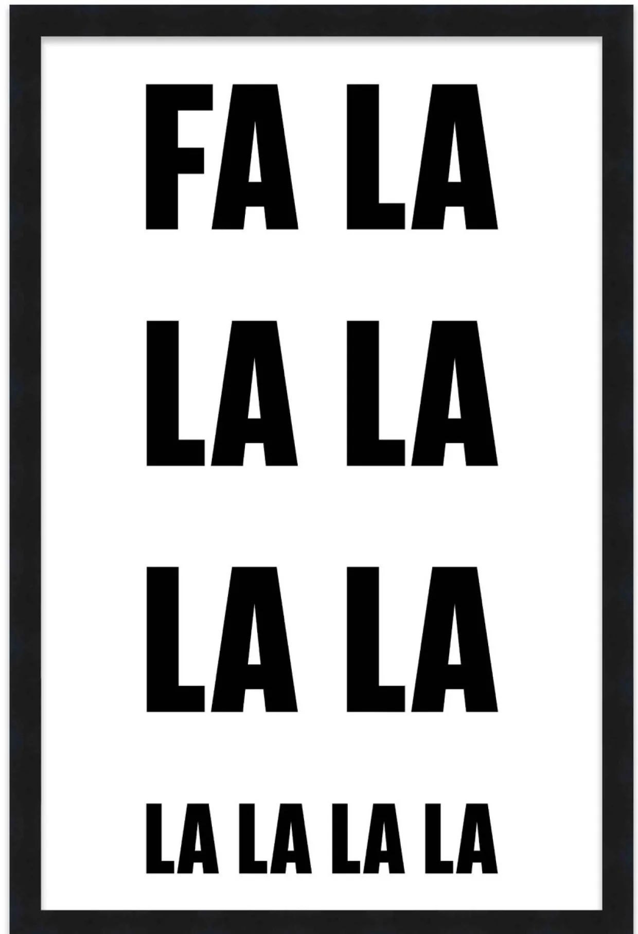 FA LA LA LA 17.5" x 23.5" Framed Christmas Wall Decor Art Print Sign Poster in a Black Wooden Frame with UV Acrylic and Hangers