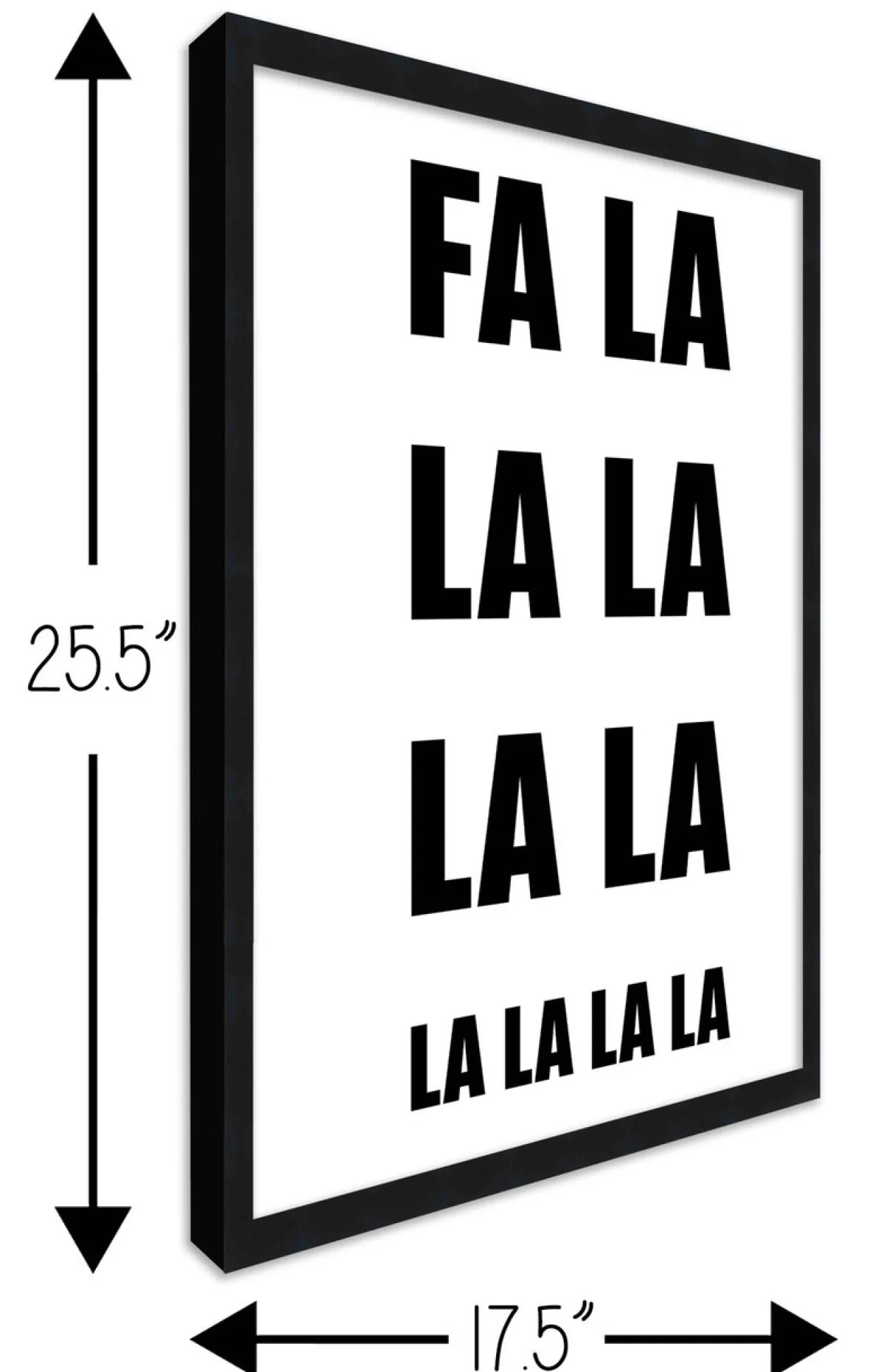 FA LA LA LA 17.5" x 23.5" Framed Christmas Wall Decor Art Print Sign Poster in a Black Wooden Frame with UV Acrylic and Hangers