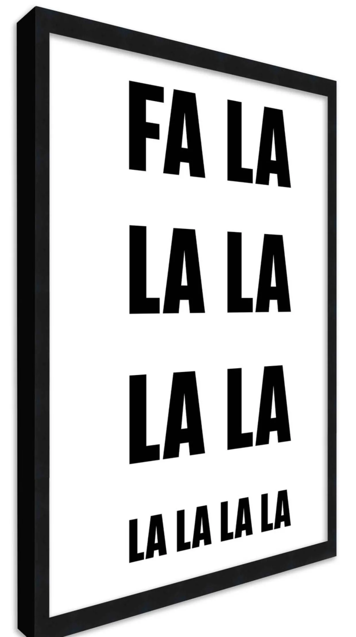 FA LA LA LA 17.5" x 23.5" Framed Christmas Wall Decor Art Print Sign Poster in a Black Wooden Frame with UV Acrylic and Hangers