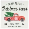 Farm Fresh Christmas Trees and Truck Wooden Wall Sign with Plaid Trim - 8"