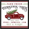 Farm Fresh Christmas Trees 15.5" x 15.5" Framed Christmas Wall Decor Art Print Sign Poster in a Black Wooden Frame with UV Acrylic and Hangers