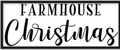 Farmhouse Christmas 10.5" x 25.5" Framed Christmas Wall Decor Art Print Sign Poster in a Black Wooden Frame with UV Acrylic and Hangers