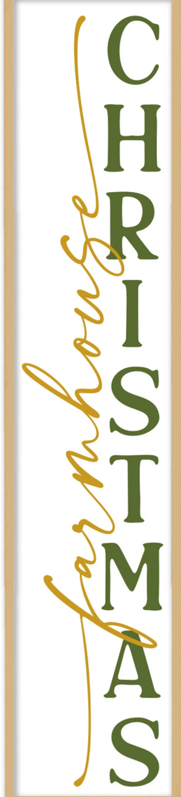 Farmhouse Christmas Tall 10" x 43.5" Framed Christmas Wall Decor Art Print Sign Poster in a Natural Wooden Frame with UV Acrylic and Hangers