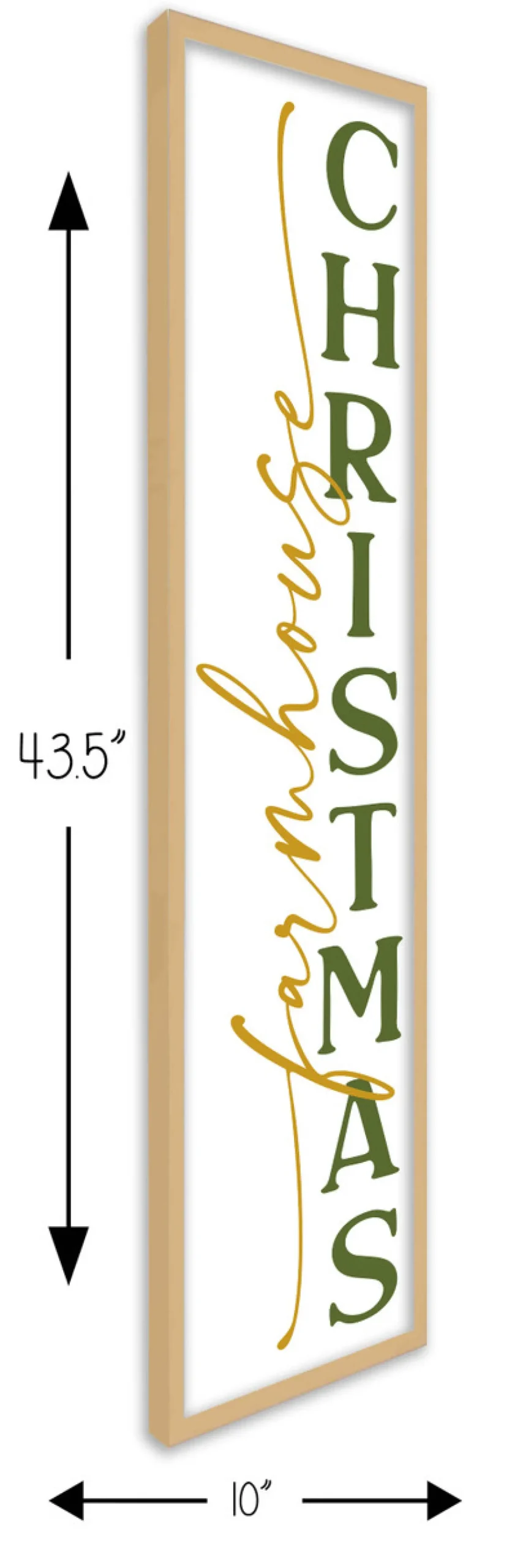 Farmhouse Christmas Tall 10" x 43.5" Framed Christmas Wall Decor Art Print Sign Poster in a Natural Wooden Frame with UV Acrylic and Hangers