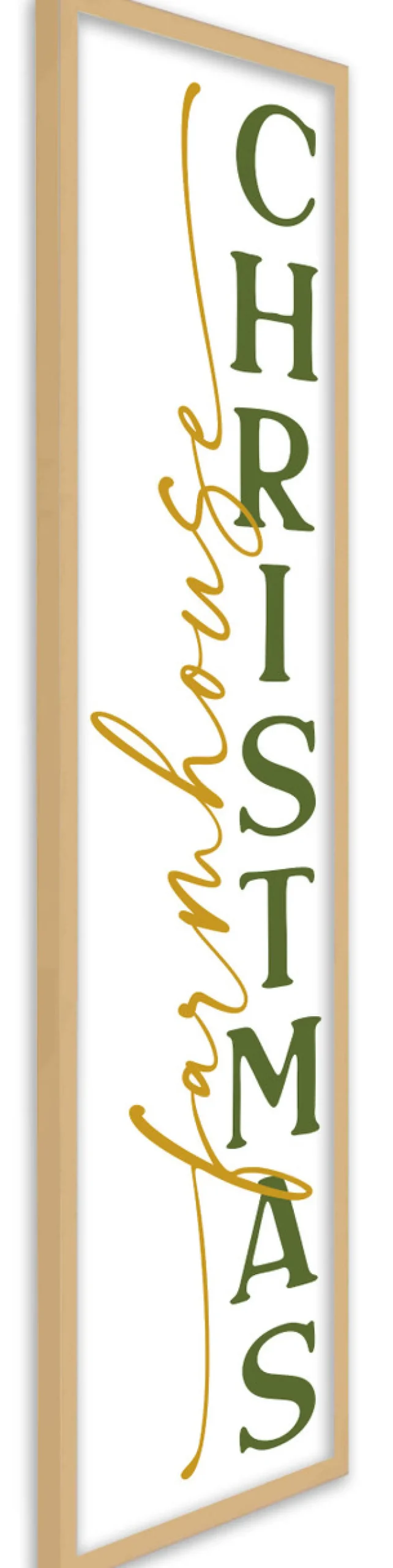 Farmhouse Christmas Tall 10" x 43.5" Framed Christmas Wall Decor Art Print Sign Poster in a Natural Wooden Frame with UV Acrylic and Hangers