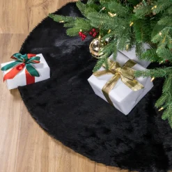 Faux Black Sable Fur Christmas Tree Skirt - 48"