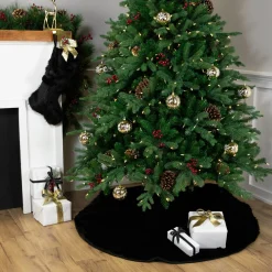 Faux Black Sable Fur Christmas Tree Skirt - 48
