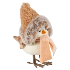 Faux Fur and Plaid Peachy Plush Standing Bird - 7.5