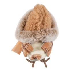 Faux Fur and Plaid Peachy Plush Standing Bird - 7.5