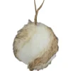 Faux Fur Ball Christmas Ornament - 3" - Brown and White