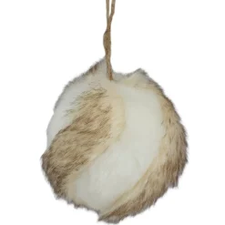 Faux Fur Ball Christmas Ornament - 3" - Brown and White