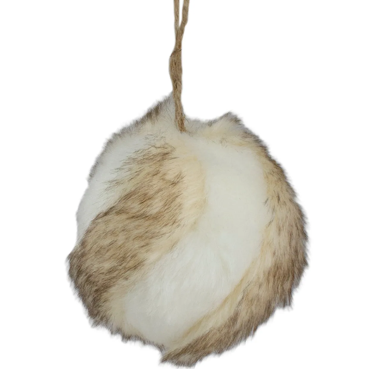 Faux Fur Ball Christmas Ornament - 3" - Brown and White