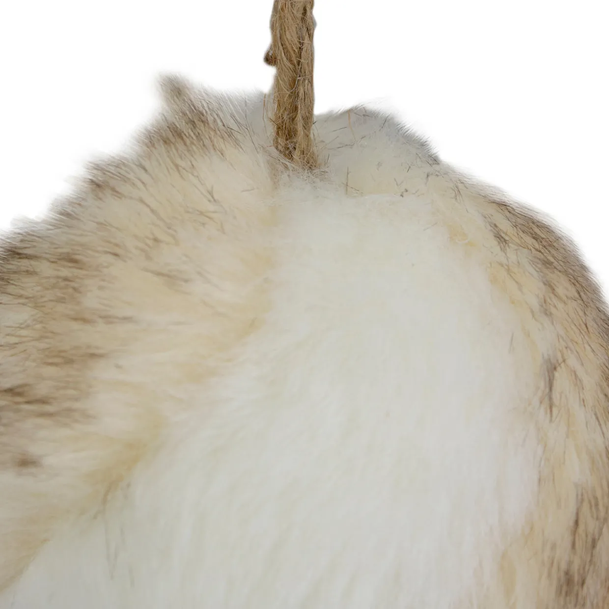 Faux Fur Ball Christmas Ornament - 3" - Brown and White
