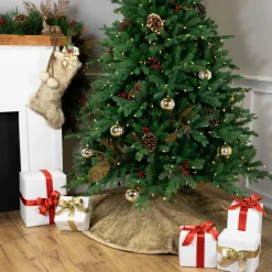 Faux Fur Christmas Stocking with Pom Poms - 20.5