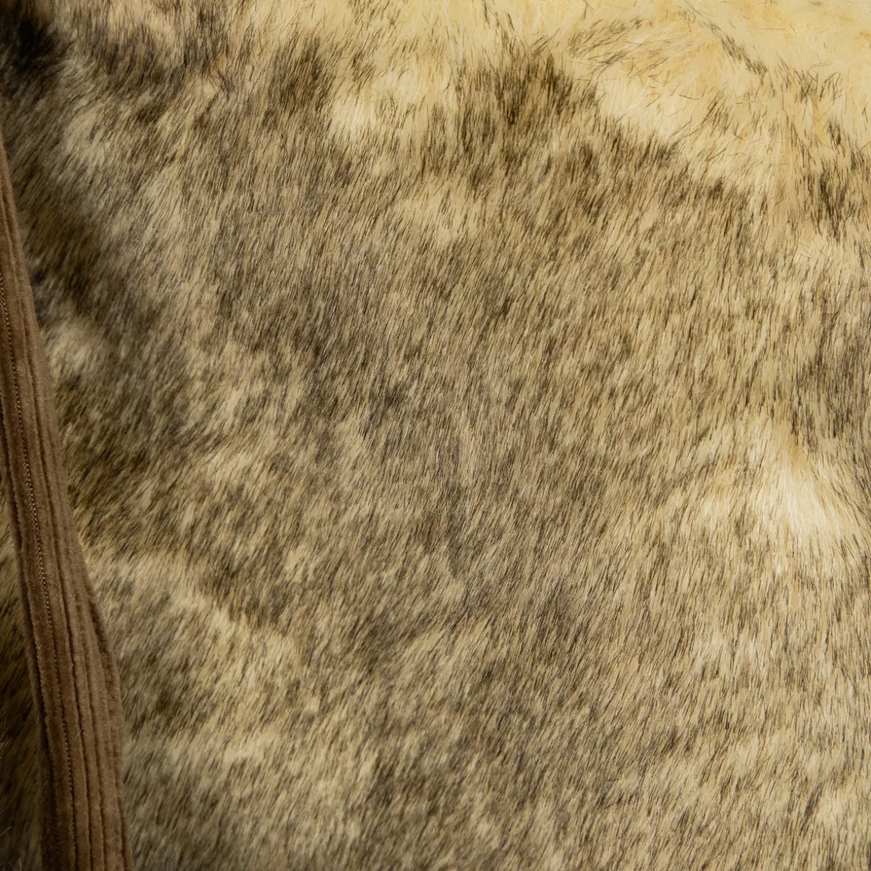 Faux Fur Christmas Stocking with Pom Poms - 20.5" - Beige and Brown