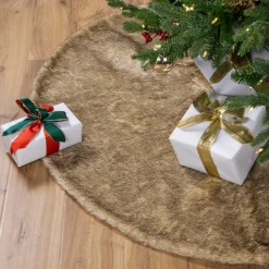 Faux Fur Christmas Tree Skirt - 48" - Brown