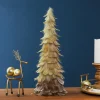 Feather Layered Cone Tree Christmas Decoration - 19.5" - Moss Green and Brown