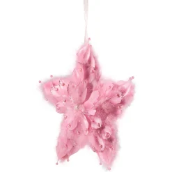 Feather Star Glittered Christmas Ornament with Hearts -12