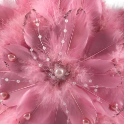 Feather Star Glittered Christmas Ornament with Hearts -12