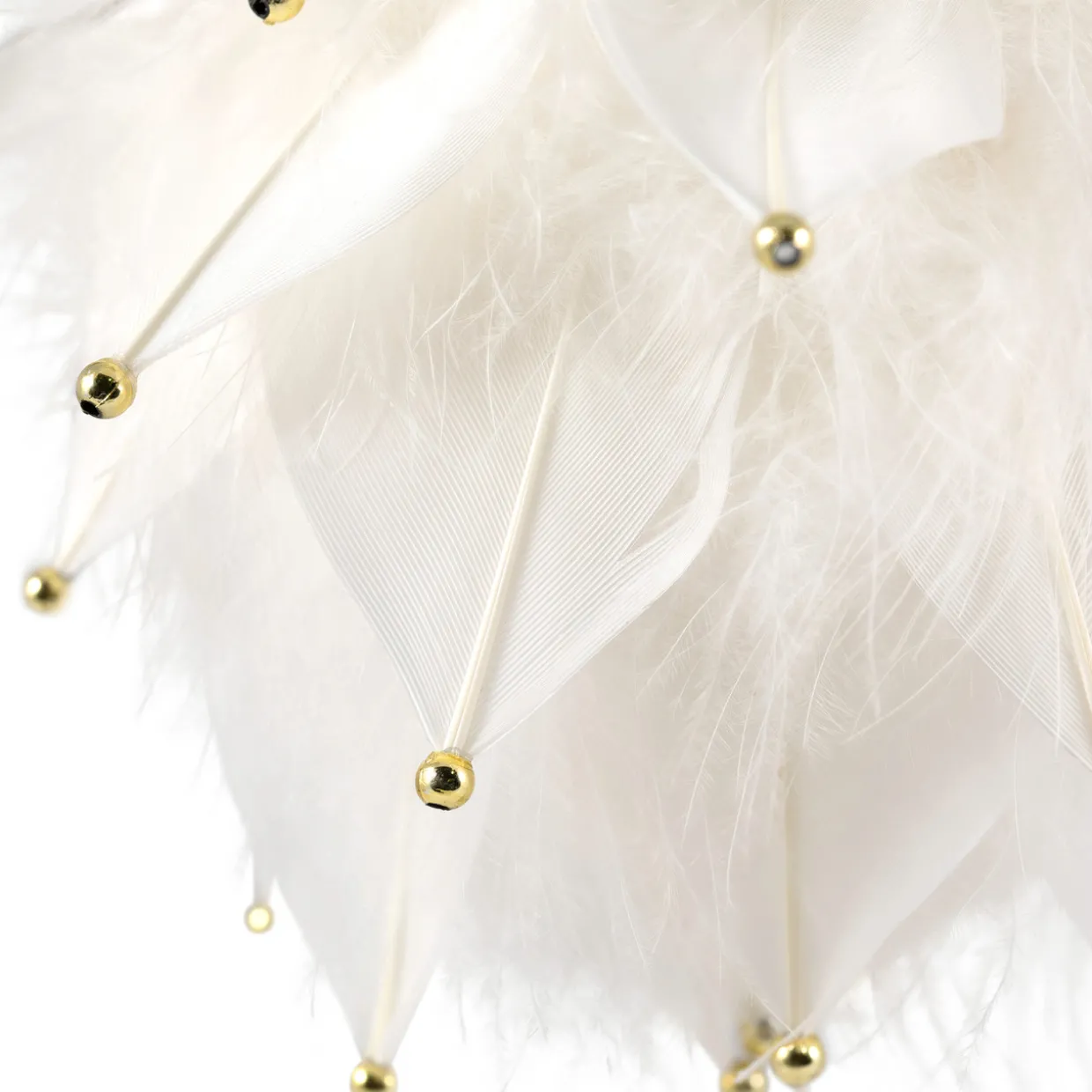 Feathers with Bead Accents Christmas Ball Ornament - 5" - White