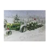 Fiber Optic and LED Lighted Merry Christmas Tractor Canvas Wall Art 12" x 15.75"