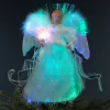Fiber Optic Color-Changing Angel with Dove Christmas Tree Topper - 12" - White