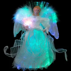 Fiber Optic Color-Changing Angel with Dove Christmas Tree Topper - 12