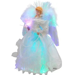 Fiber Optic Color-Changing Angel with Dove Christmas Tree Topper - 12