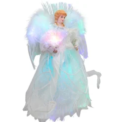 Fiber Optic Color-Changing Angel with Dove Christmas Tree Topper - 12