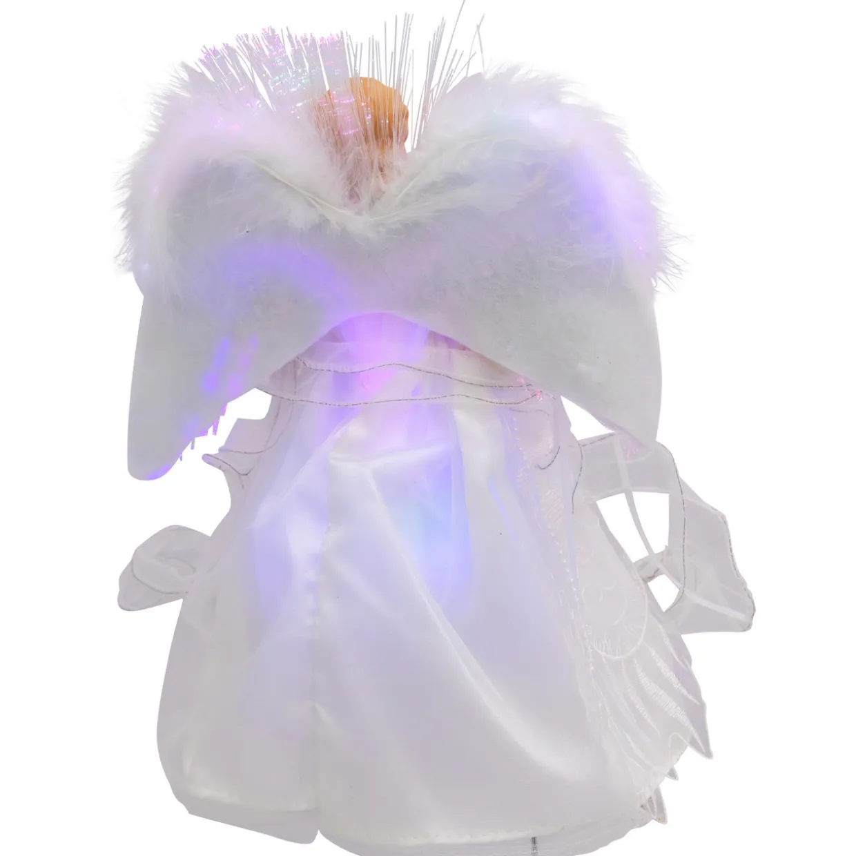 Fiber Optic Color-Changing Angel with Dove Christmas Tree Topper - 12" - White