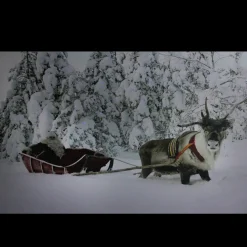 Fiber Optic Lighted Santa in His Sleigh Canvas Wall Art 15.75" x 23.5"