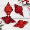 2-Finish Commercial Size Finial Shatterproof Christmas Ornaments - 10" - Red - Set of 4