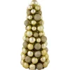 3-Finish Shatterproof Ball Christmas Tree with Tinsel - 15.75" - Gold