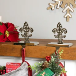 Fleur de Lis Christmas Stocking Holder - 5" - Set of 2
