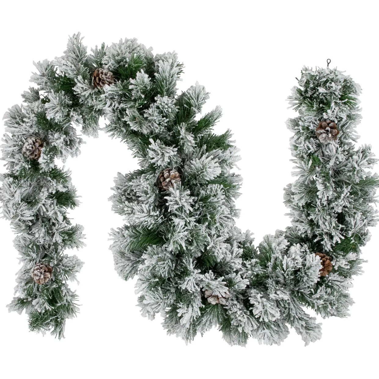 Flocked Angel Pine and Pine Cones Artificial Christmas Garland - 6.75' x 12" - Unlit