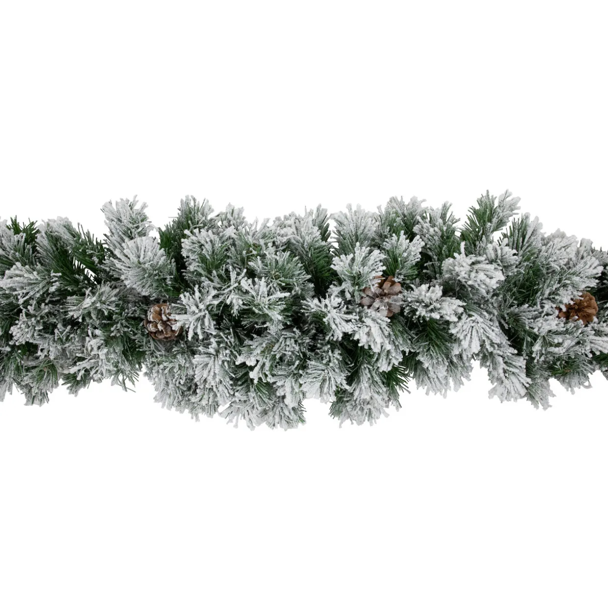 Flocked Angel Pine and Pine Cones Artificial Christmas Garland - 6.75' x 12" - Unlit
