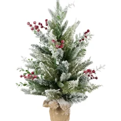 Flocked Balsam Pine Artificial Mini Christmas Tree in Burlap Base - 24" - Unlit