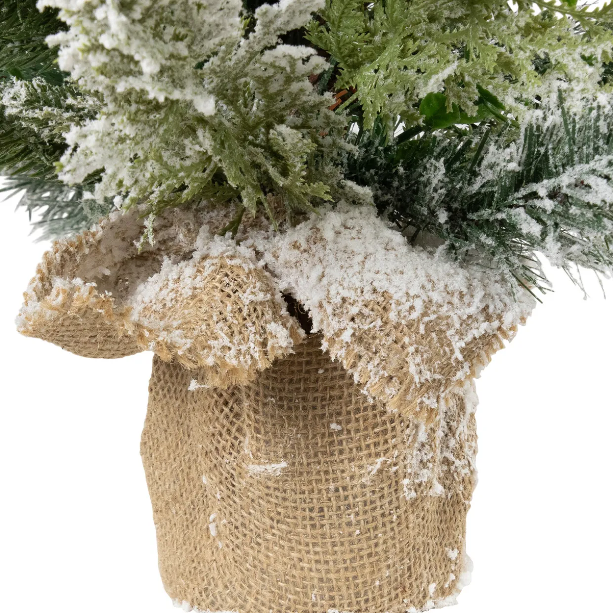Flocked Balsam Pine Artificial Mini Christmas Tree in Burlap Base - 24" - Unlit