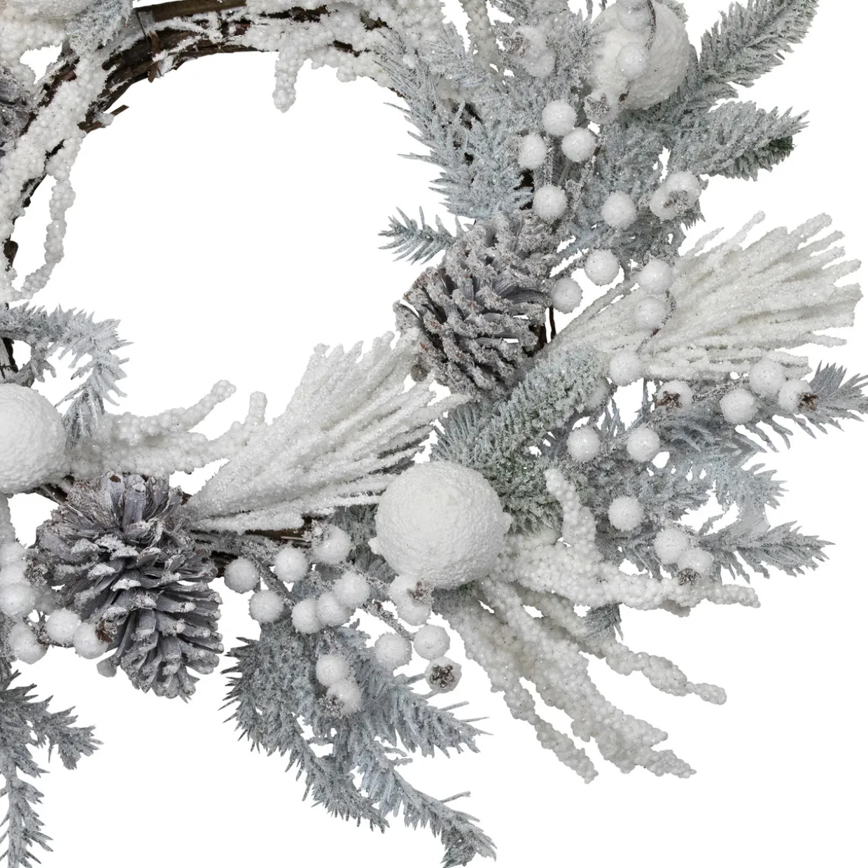 Flocked Berries and Pinecones Artificial Pine Christmas Wreath - 26" - Unlit