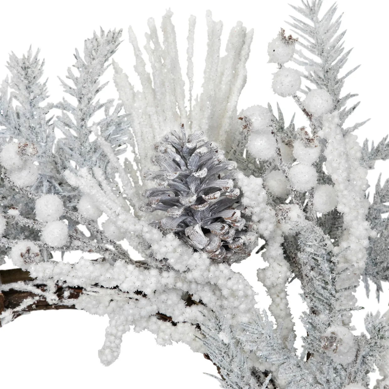 Flocked Berries and Pinecones Artificial Pine Christmas Wreath - 26" - Unlit