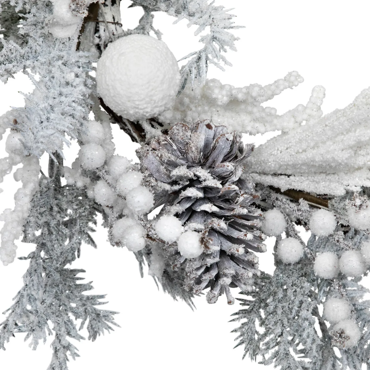 Flocked Berries and Pinecones Artificial Pine Christmas Wreath - 26" - Unlit