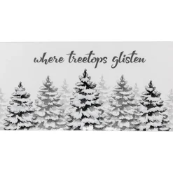 Flocked Christmas Tree "Where Treetops Glisten" Wall Art Decoration - 19.75"