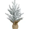 Flocked Mini Pine Slim Artificial Christmas Tree with Jute Base - Unlit - 12"