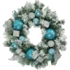 Flocked Pine with Glitter Ornaments Artificial Christmas Wreath - 24" - Unlit