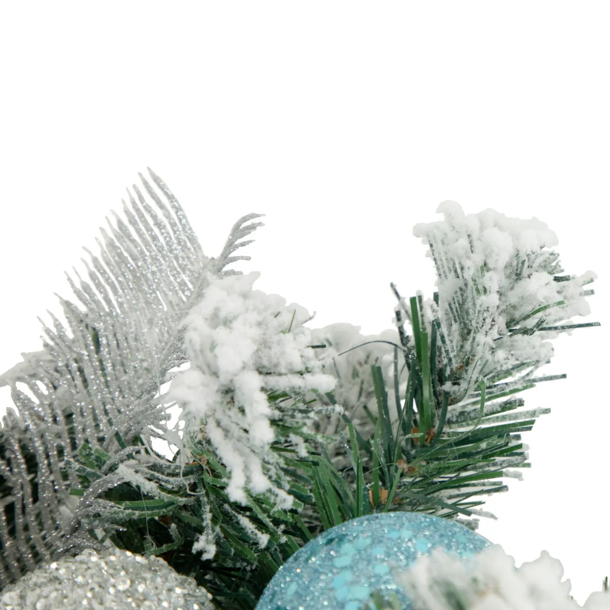 Flocked Pine with Glitter Ornaments Artificial Christmas Wreath - 24" - Unlit