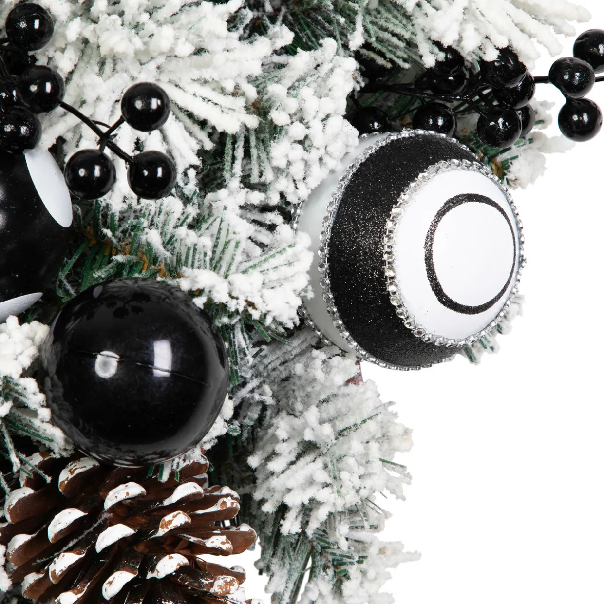 Flocked Pine with Harlequin Bows and Ornaments Christmas Wreath - 24" - Unlit