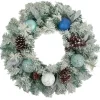 Flocked Pine with Ornaments Artificial Christmas Wreath - 24" - Unlit