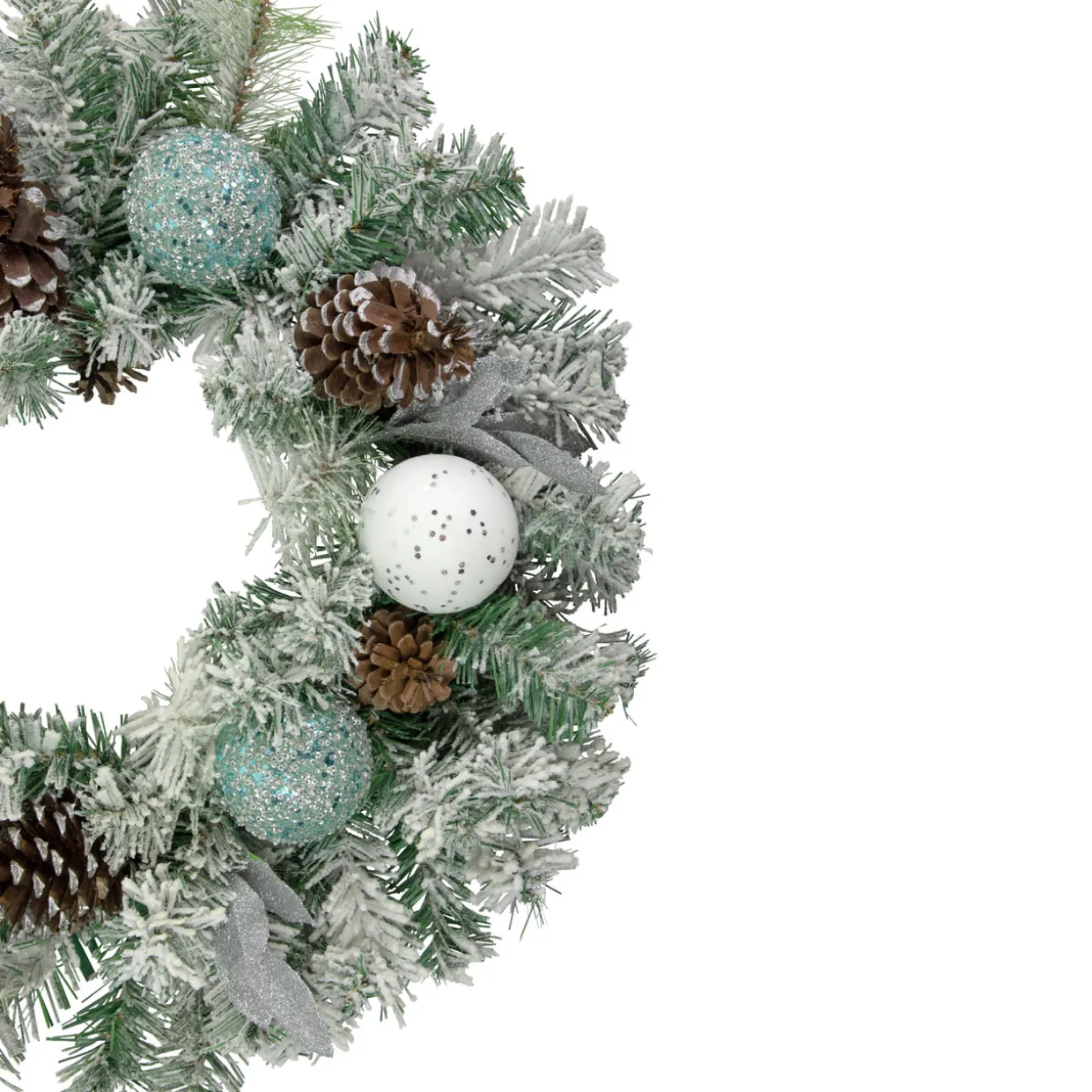 Flocked Pine with Ornaments Artificial Christmas Wreath - 24" - Unlit